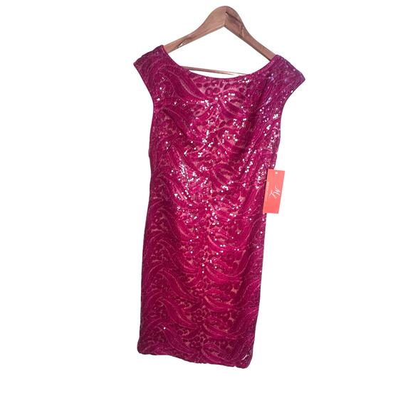 .Monique Lhuillier Pink Sequin Cocktail Dress Size 6 NWT $498 Elegant Party - Picture 3 of 16
